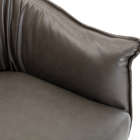 Kadar Leather Barrel Chair-Grey Modern Leather Chair | Accent Chairs | Kinwell Furniture | Barrel Chairs
